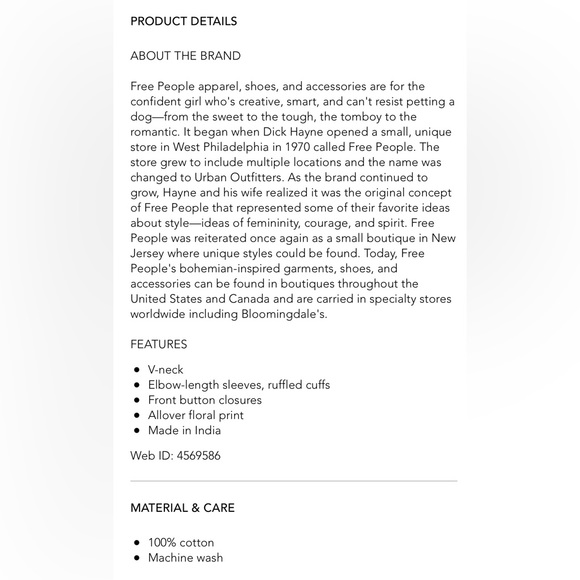 Free People I Found You Navy Combo Floral Print Blouse Button Down Top Small - Picture 6 of 7